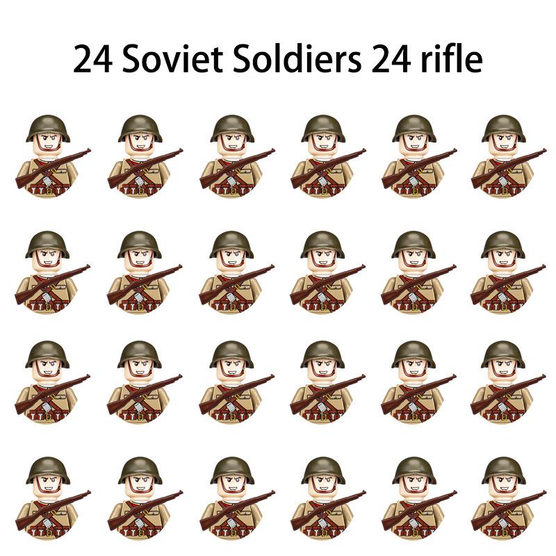 Набор строительных блоков "Солдаты Второй мировой войны": Коллекция Военных Фигурок, Оружия и Мешков с Песком