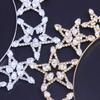 Women Headband Star Shape Hollow Out Shiny Rhinestone Solid Color Anti-slip Hair Decoration Elastic Hair Accessories Bridal Headband Gift