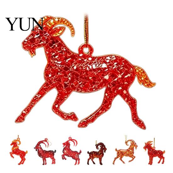 Christmas Themed Craft Supplies Goat Tree Hanging Ornaments, Decorative 2D Flat Acrylic Indoor Holiday Party Decoration Pendant for Home Decor,