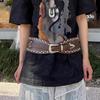 Punk Style Belt Rivet Decor Wide Imitation Leather Waistband Dress Shirt Versatile Waist Belt Fashion Accessory