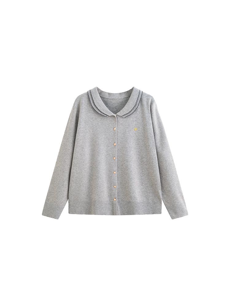 Plus Size Women's Doll Collar Age-Reducing College Style Sweater - Spring 2026 Temperament Knitwear