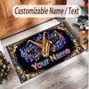 Music General Theme Soft Crystal Velvet Rug Custom Name & Text Print Non Slip Floor Rug for Bedroom Living Room