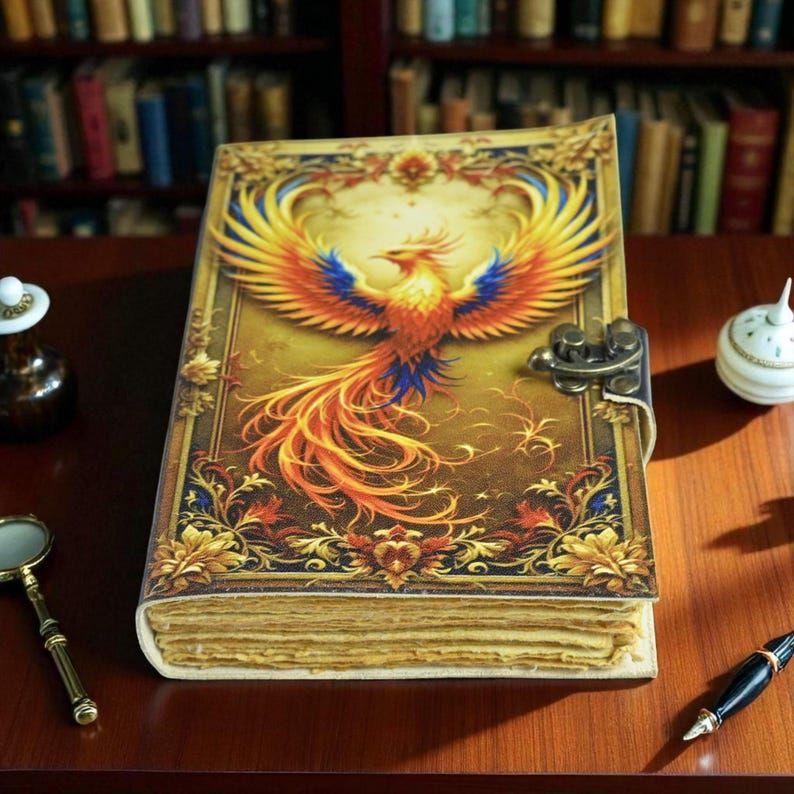 Персонализированный кожаный журнал «Феникс» | Дневник Огненной Ведьмы | Книга заклинаний | Подарок к возрождению для нее и для него | Гримуар ручной работы