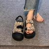 Sandals Women's Summer New Fashion Heightening Student Velcro Sandals Women's Comfortable and Versatile