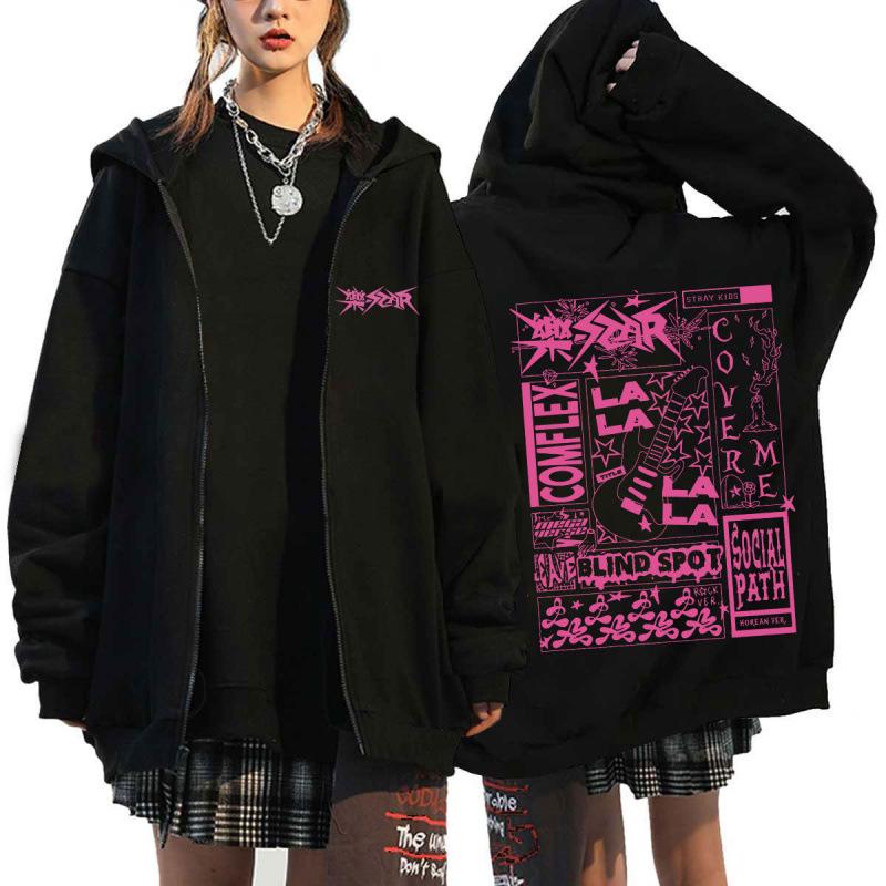 Свободная толстовка на молнии с принтом Harajuku от K-Pop звезды Stray Kids