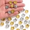 50pcs Stainless Steel Flowers Base Connector Bead Cap Charms Setting DIY For Jewelry Making Components Findings Accessories