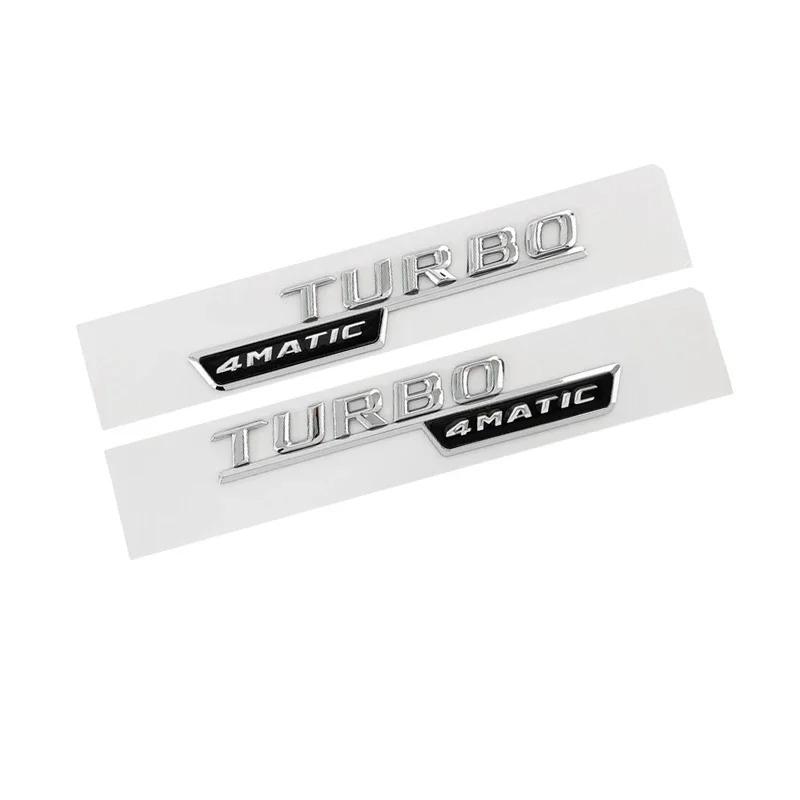 2pcs ABS Car Fender Turbo 4MATIC Logo Emblem Badge Sticker For Mercedes Benz A45 C117 CLA 35 45 GLA45 X247 GLE53 AMG Accessories AD1