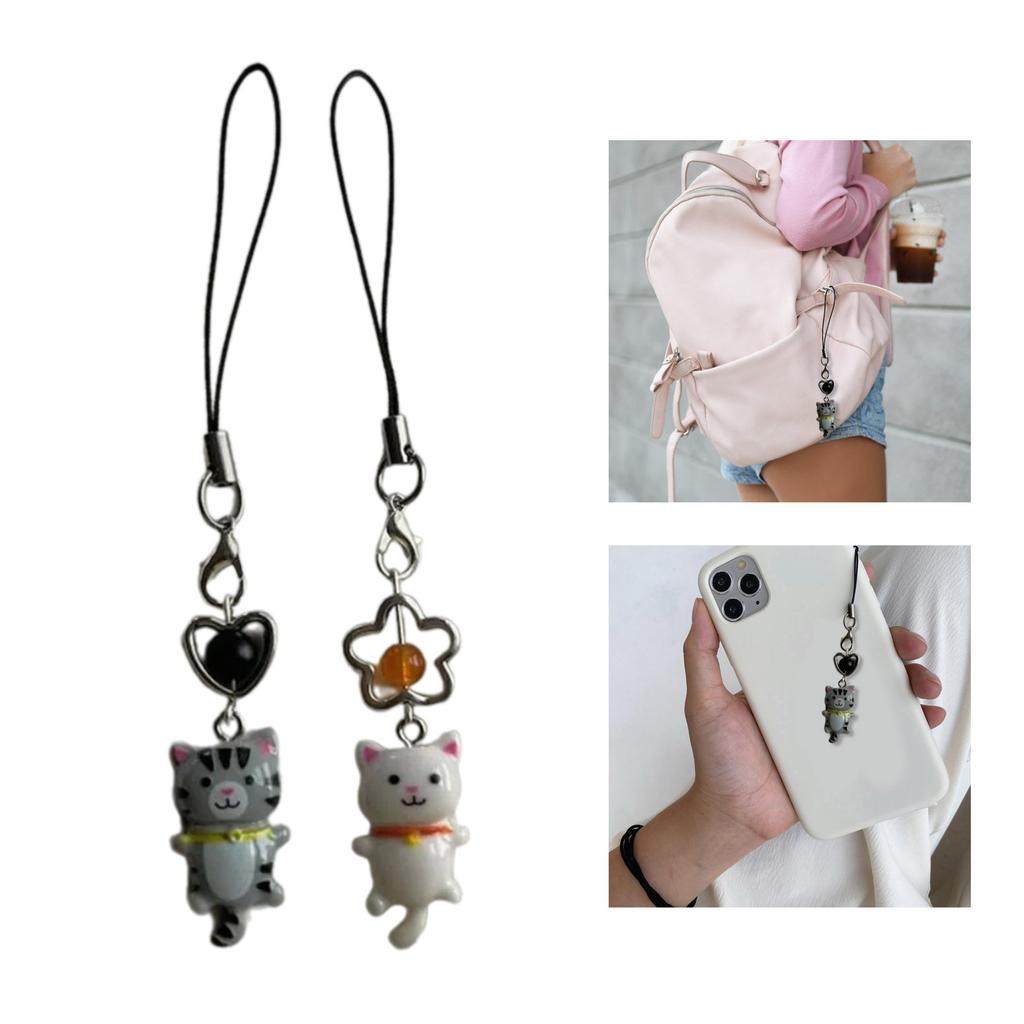 Phone Charm Keychain Detachable Cat Phone Strap Lanyard for Women Girls Bag Backpack Ornament Car Key Holder Jewelry