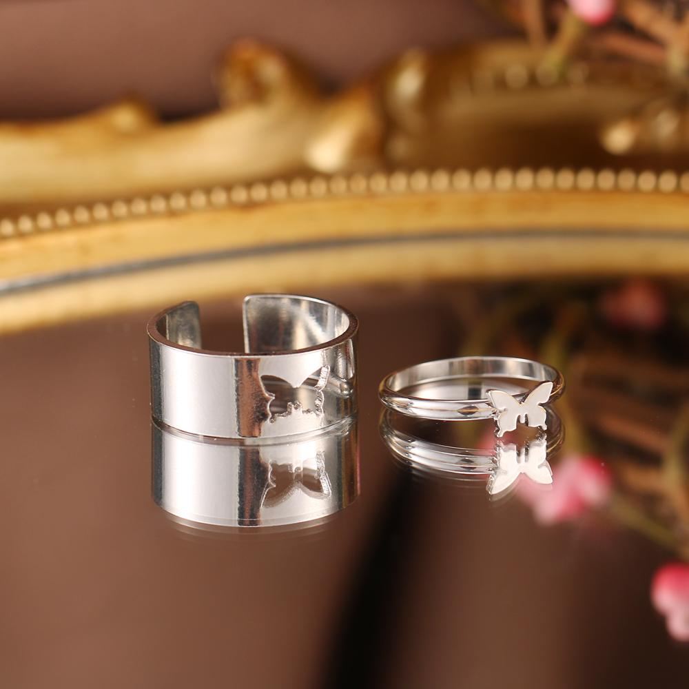 Кольцо с бабочкой, модное золотое и серебряное кольцо с бабочкой в стиле панк, пара мужчин и женщин, полое кольцо с изображением животного, юбилей