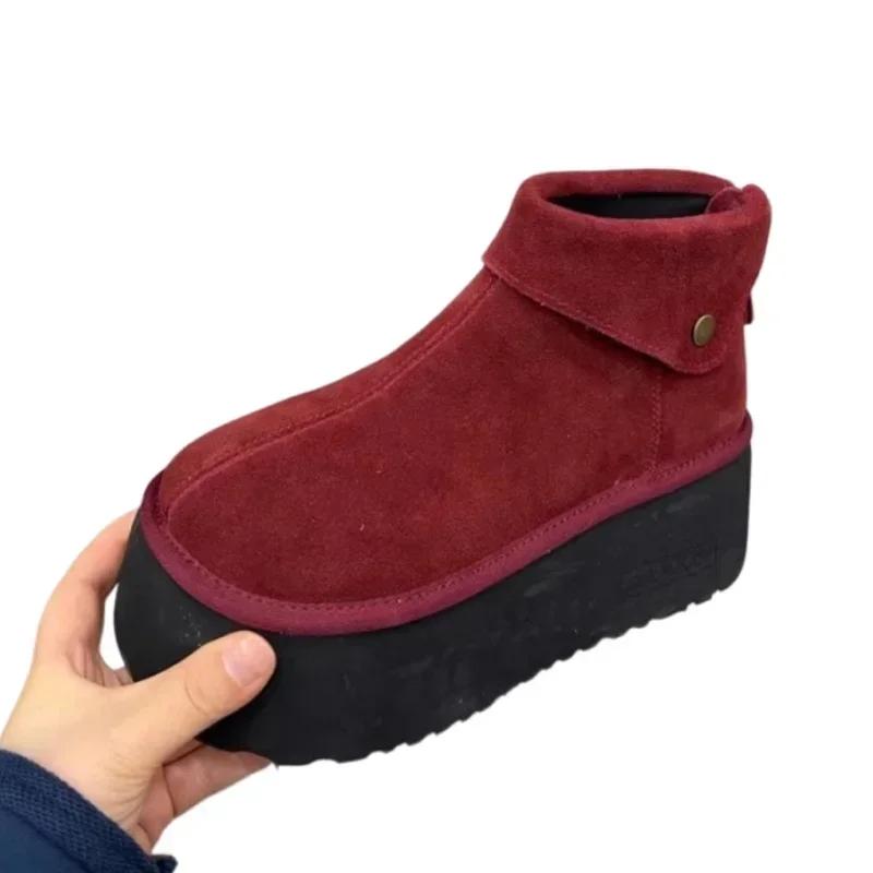 Ботильоны на платформе для снега, женские замшевые туфли на плоской подошве, теплая обувь для женщин, тренд 2024 года, зимние удобные кроссовки, брендовые мотоциклетные ботинки Botas De Mujer