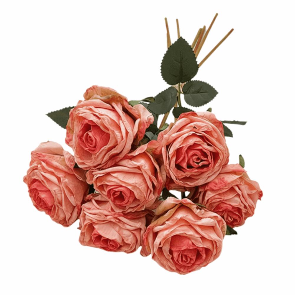 7PCS/Bundle 7 Head Rose Artificial Flower Multicolor Silk Petals Simulation Rose Flower Photo Props Table Ornament