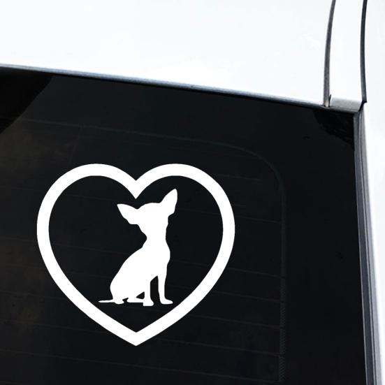 Симпатичная собака чихуахуа, сердце, автомобиль, тело, окно, светоотражающие наклейки, наклейка, декор