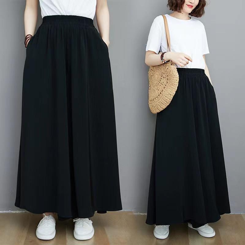 Big Size Women's Loose Leisure Straight Trousers 300 Pounds of Thin Loose High-waisted Draped Wide-leg Trouser Skirt