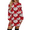 Женское модное повседневное платье с рождественским принтом, круглым вырезом и длинным рукавом