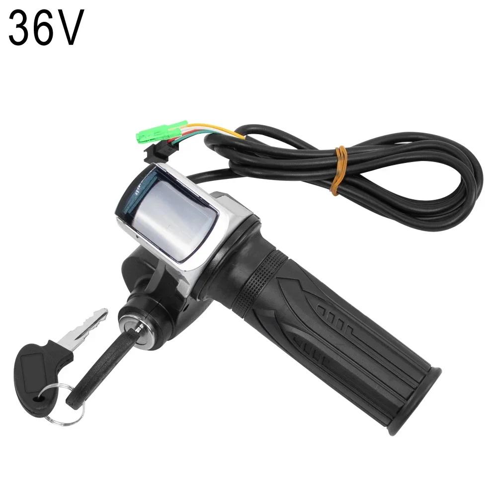 36В 48В 60В Ручка газа Акселератор руля для электровелосипеда с замком Индикатор мощности Акселератор для электровелосипеда Электрического велосипеда Скутера Ключ Светодиодный дисплей