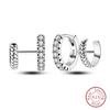 Charms Double Hoop Earrings For Women 100% 925 Silver Cubic Zircon Heart Star Moon Earrings Elegant Birthday Jewelry Gifts