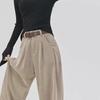 Maillard Women's High-Waist Corduroy Pants - Autumn/Winter 2024, Slim Fit, Straight Wide Leg Design.
