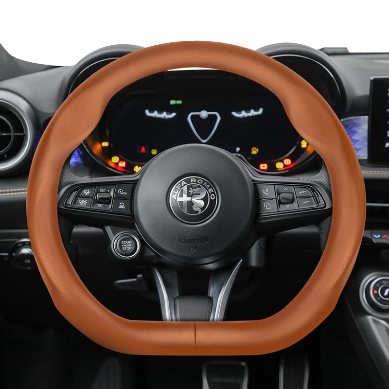 hvcm1 Suitable for Alfa Romeo Ultra-Thin Breathable Leather Steering Wheel Cover Suitable for 159 147 Gt Giulietta Mito Giulia