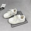 Spring 2025 New Round Head Lace-up Ins Retro Platform White Shoes Women's Niche Versatile Casual Sports Shoes