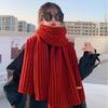 New Christmas Red Scarf Women's Autumn and Winter Birthday Gift Wool Knitted Student Couple Scarf Thickened