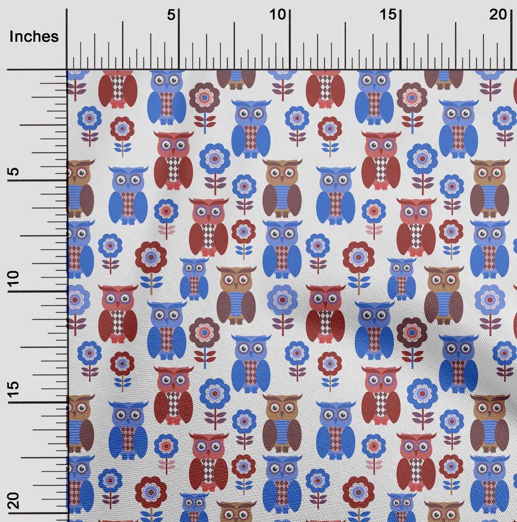 oneOone Cotton Flex Medium Blue Fabric Owl Sewing Craft Projects Fabric Prints By Yard 40 Inch