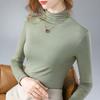 Semi-turtleneck Bottoming Shirt Women's New Women's Clothing Modal Long-sleeved T-shirt Warm Inside with Fleece Thickened Top