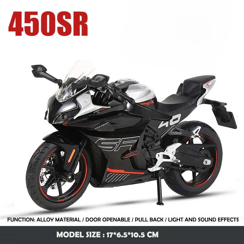 Симуляция 1/12 CFMOTO 450SR Металлический Модель Мотоцикла Звук и Свет Игрушечный Транспорт Средство Детский Мальчик Подарок на День Рождения Коллекция Миниатюра
