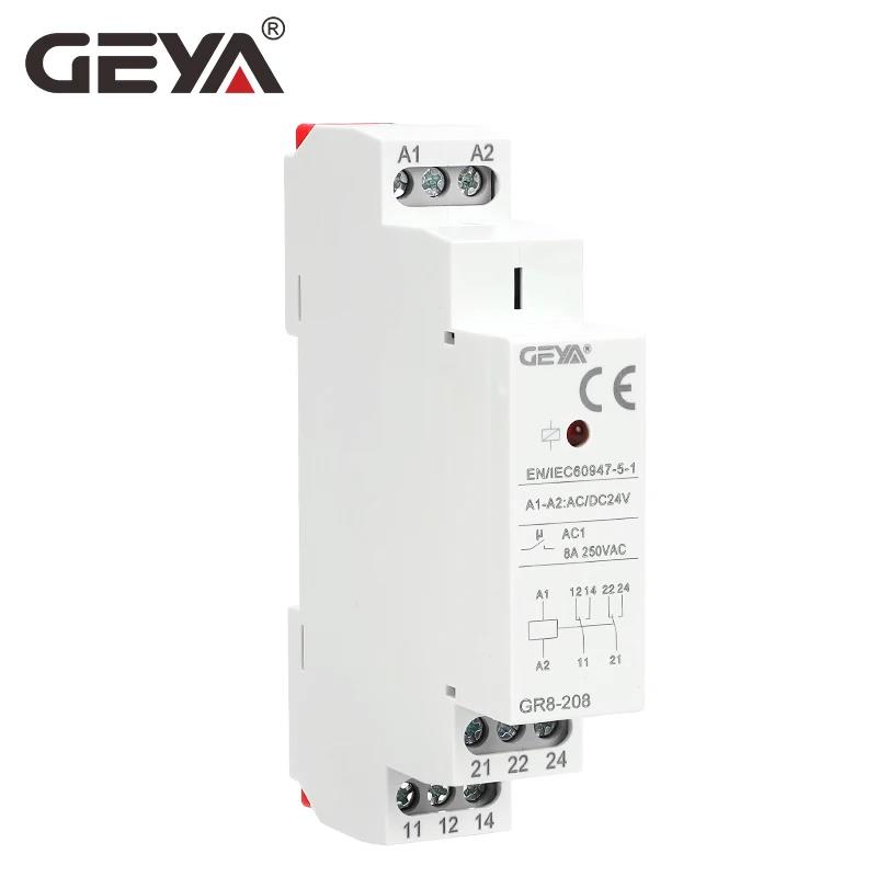 GEYA GR8-208 Auxiliary Relay Intermediate Switch 8A 2SPDT 12V 24V 48V 110V 220V RELAYS Din Rail Module Relays 5