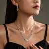 Temperament Luxury Shiny Rhinestone Necklace Earrings Two-piece Set Fashion White Crystal Pendant Water Drop Earrings