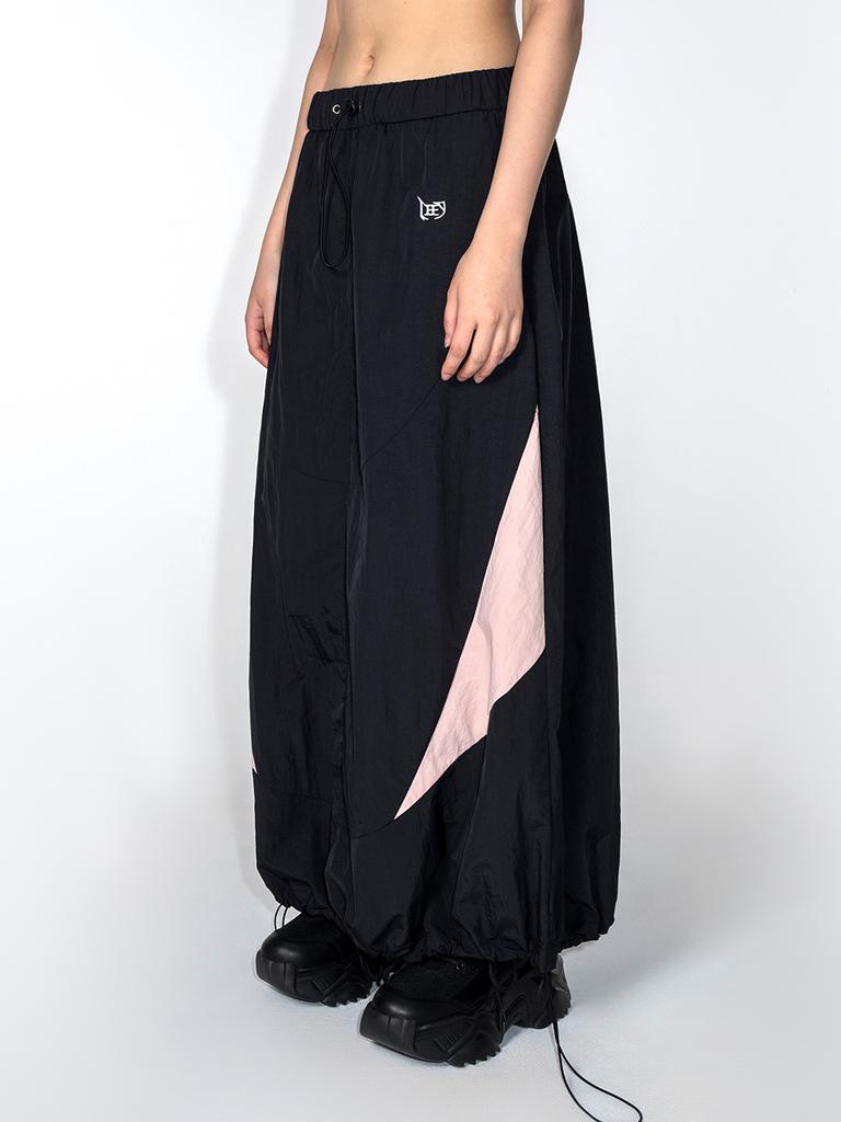 Yiiel Sporty Nylon Maxi Skirt Black