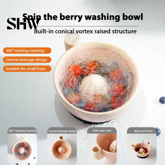 Stylish Kitchen Counter Accessories Berry Swirl Draining Bowl with Silicone Pad, Ceramic Retro Kiln Manual Lemon Juicer Tool Fired Colander,