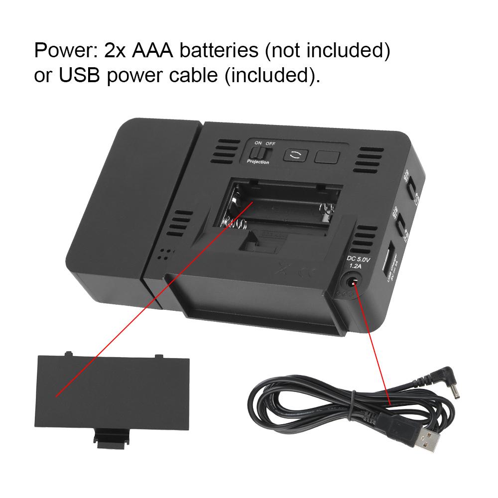 Настольные светодиодные часы с проекцией будильника с индикацией температуры в помещении и влажности, многофункциональные цифровые часы с функцией повтора сигнала даты