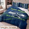 Seattle Seahawks Printed Bedding Set Custom Name Text 1 Duvet Cover 2 Pillowcases For Bedroom