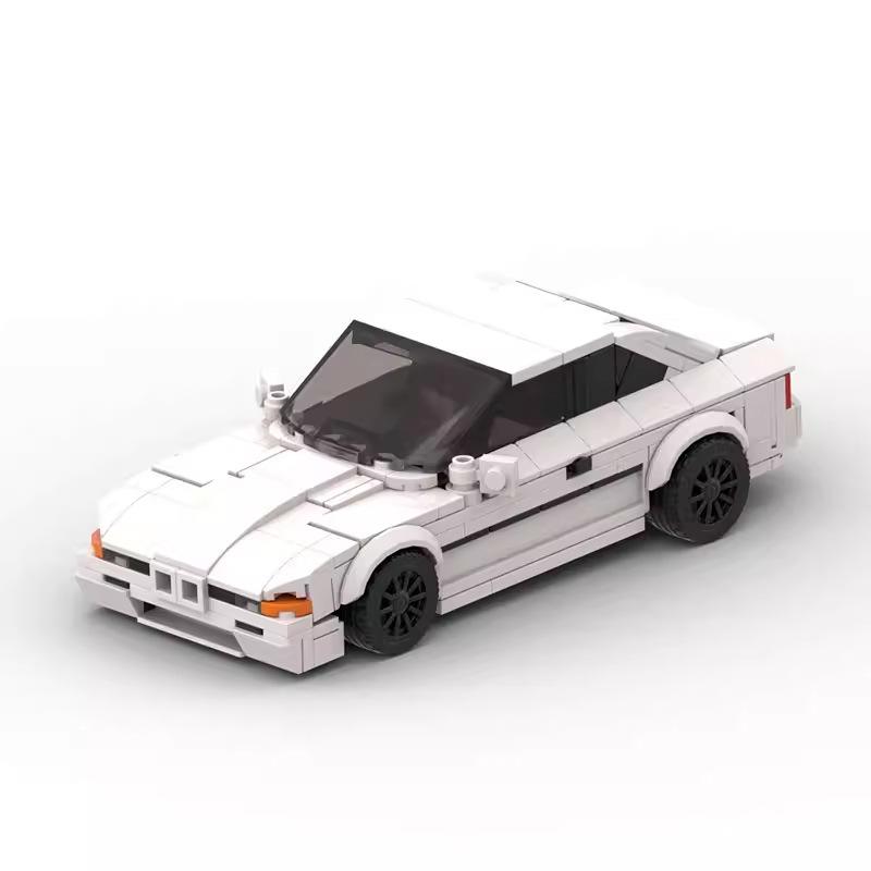 MOC-compatible building blocks, Baoma 850CSi white and black toy race car, children’s DIY assembly model bricks