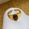 Stainless Steel Vintage Boho Multi Gemstone Stackable Rings For Women Sun Zircon Tiger Eye Knuckle Finger Rings Party Jewelry