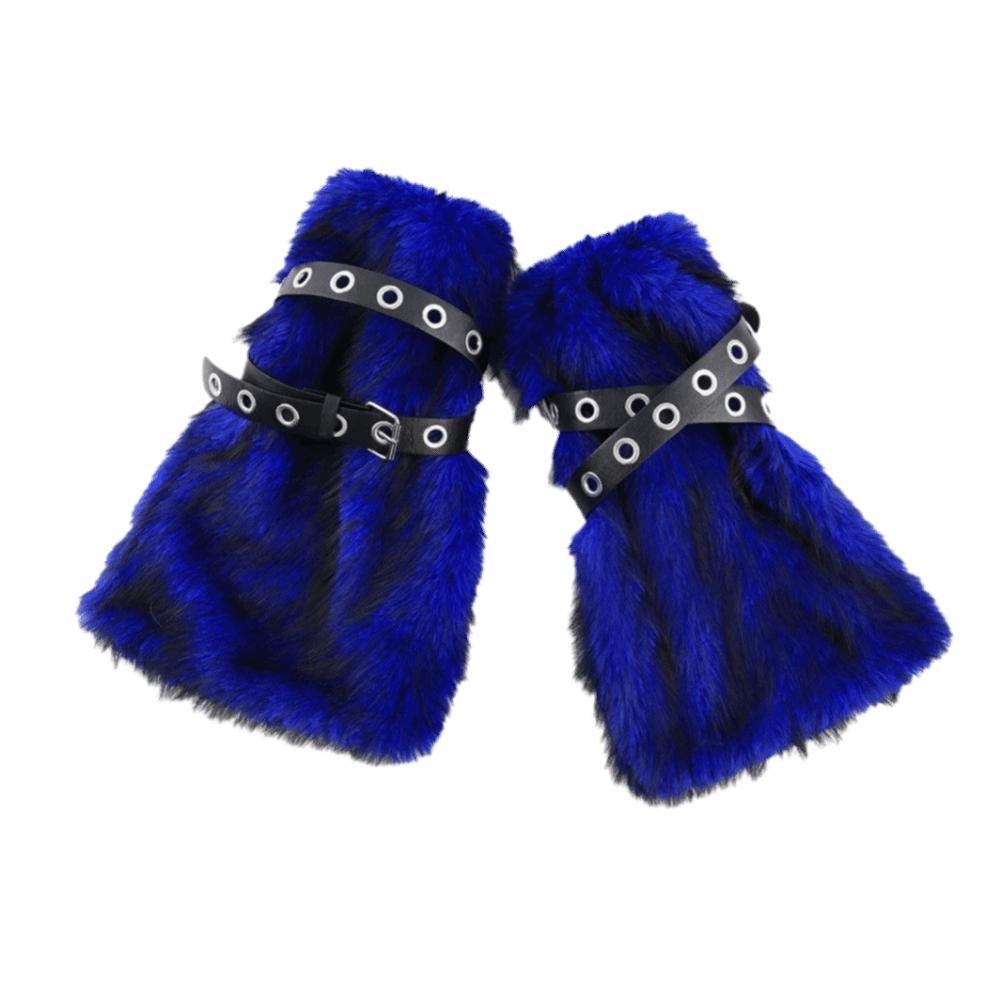 Y2K Faux Fur Leg Warmers Super Soft Fuzzy Boot Cuffs Fashion Faux Furry Belt Halloween Party