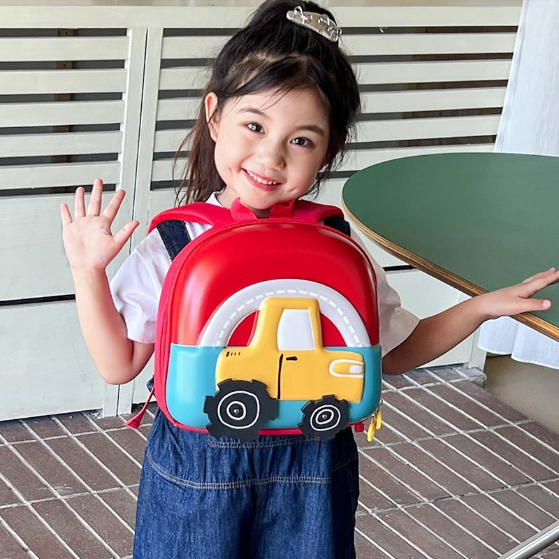 Cute Pvc Shell Backpack For Boys And Girls Featuring Fun Cartoon Car Design