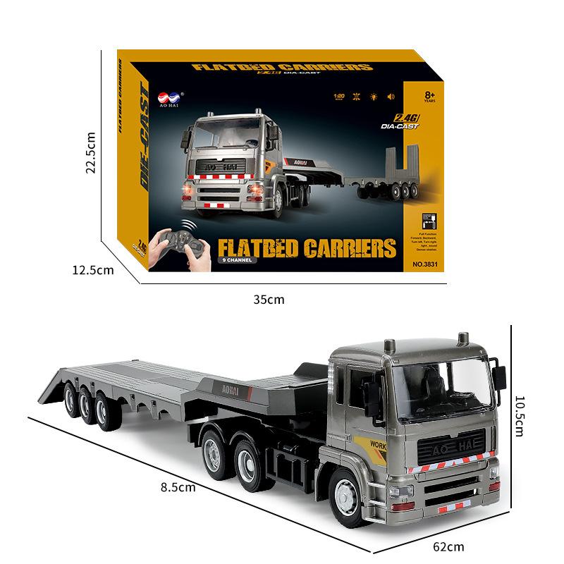 New Product 1:18 Scale 2.4G Remote Control Simulation Alloy Flat Truck Trailer Remote Control Boys' Holiday Gifts Toy