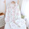 Women's Spring and Summer Printed Pajamas Set 100% Cotton Thin Long-sleeved Two-piece Set Fresh and Sweet Cardigan
