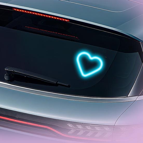 Yousheng Светодиодная неоновая лампа в форме сердца на солнечной батарее для окна автомобиля, беспроводная автоматическая атмосферная лампа, 5 режимов, украшение салона автомобиля с присосками