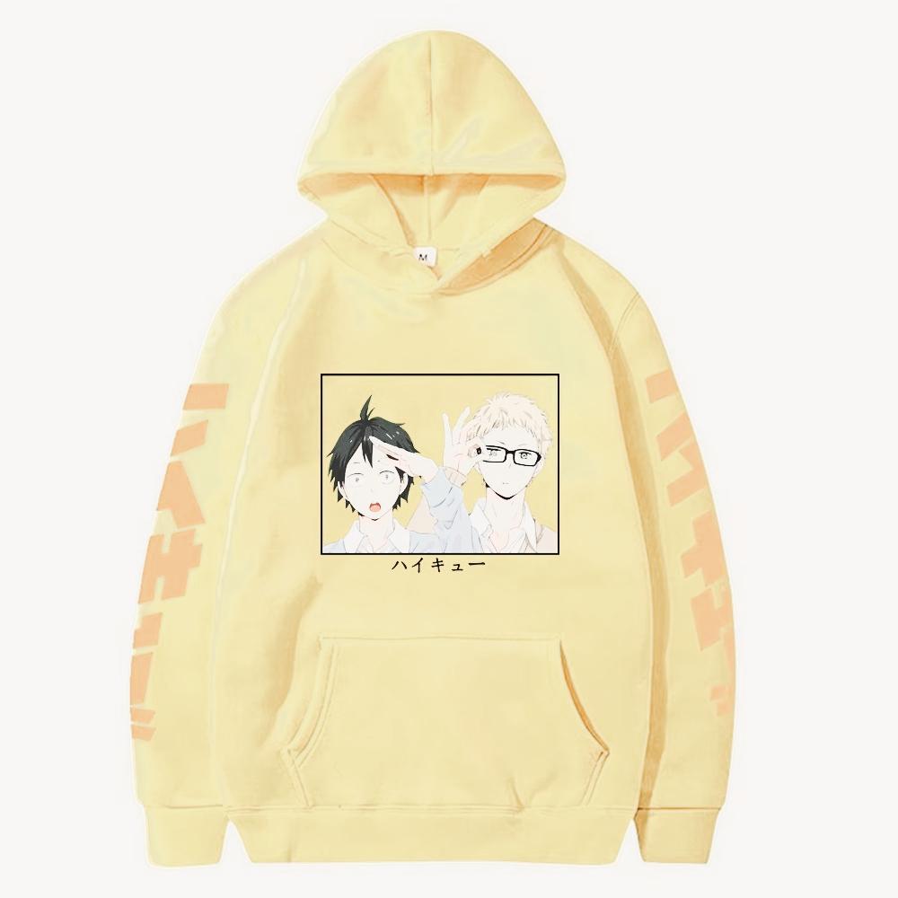 Tooru Oikawa and Kei Tsukishima Printed Hoodies Men Anime Haikyuu Graphic Harajuku Sport Unisex Oversized Pullover Sweatshirt