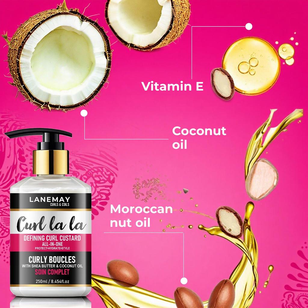 Curl Defining Cream-Deeply Hydrate And Moisturize-Prevent Frizz-Define Curls-Use For Hair Braid, Loc & Twist, 250ml