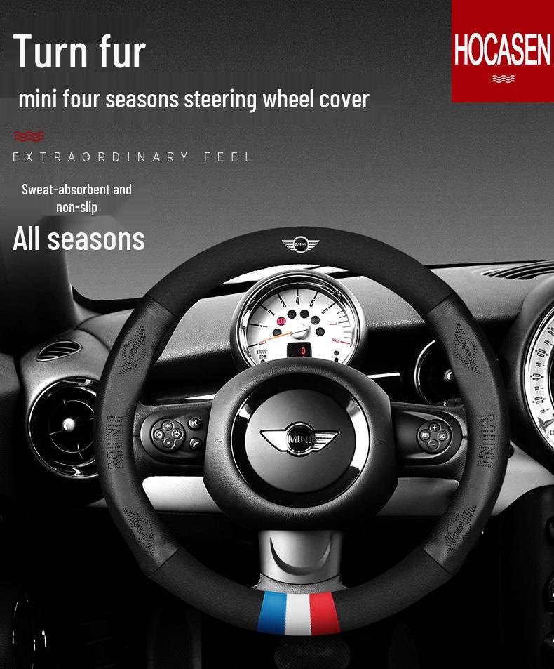 Mini Cooper Countryman Clubman Genuine Leather Steering Wheel Cover - Universal Fit for All Seasons.