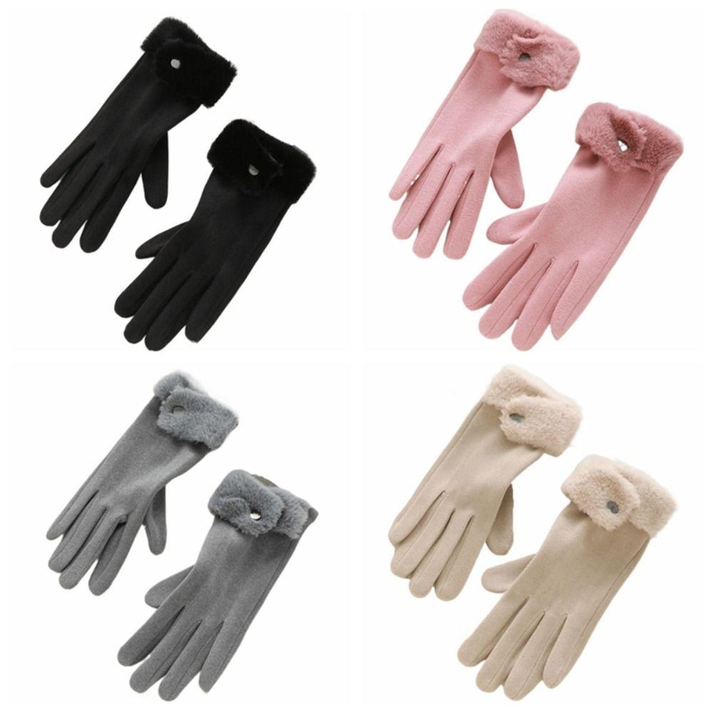 Velvet Winter Gloves Windproof Women Mittens All-Match Plush Gloves  Outdoor