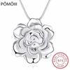 Lekani 925 Sterling Silver Lotus Necklaces &Pendants For Women Elegant Flower Short Necklace Sterling Silver Fine Jewelry Bijou