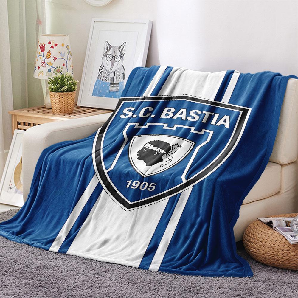 1PC Sporting Club de Bastia Patterned Flannel Blanket Suitable For All Seasons for Home Decor Warmth and Comfort Gifts Holiday Present