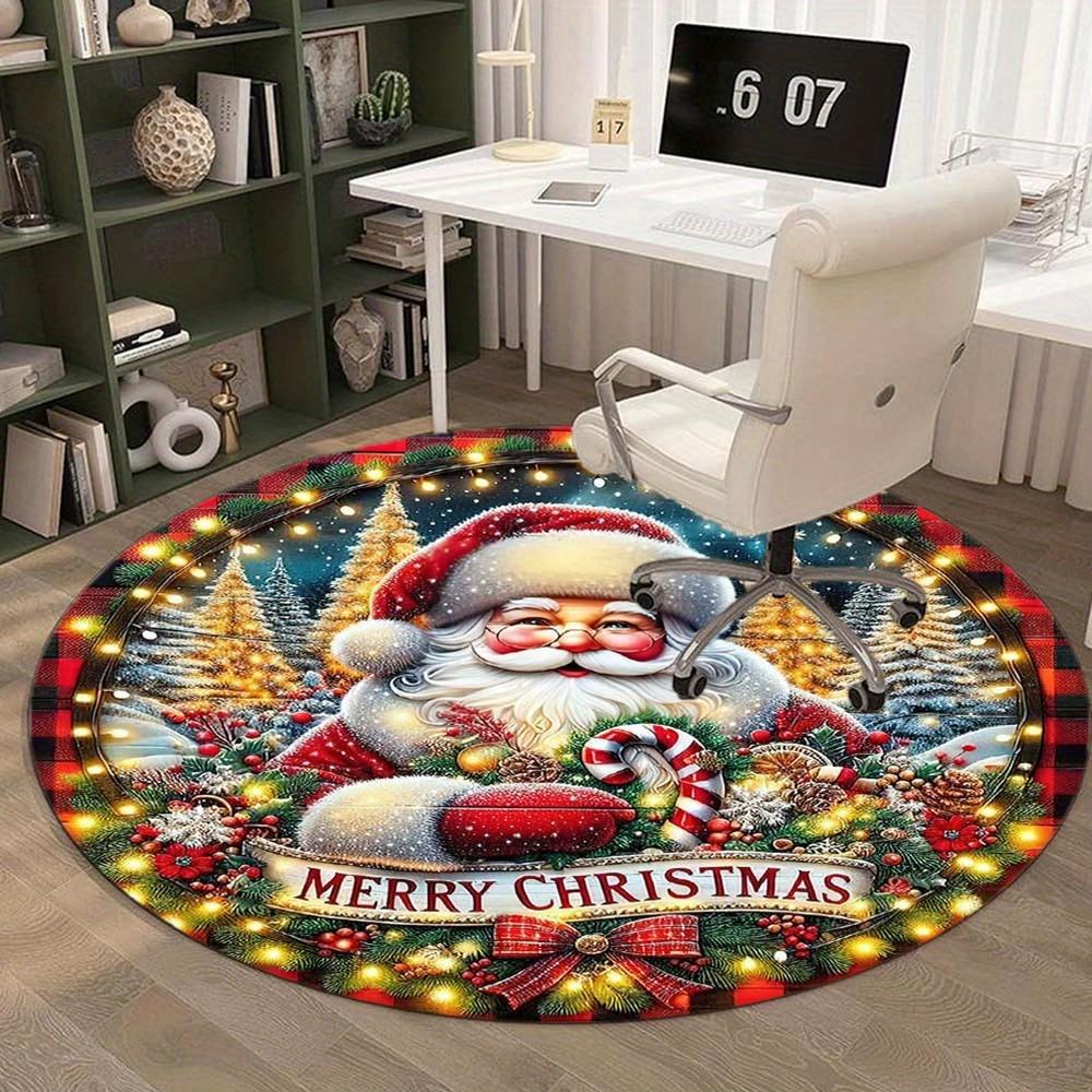 1 Piece Christmas Decoration Round Rug Suitable For Office Bedroom And Kitchen Home Decoration Christmas Decoration Gifts For Friends And Family