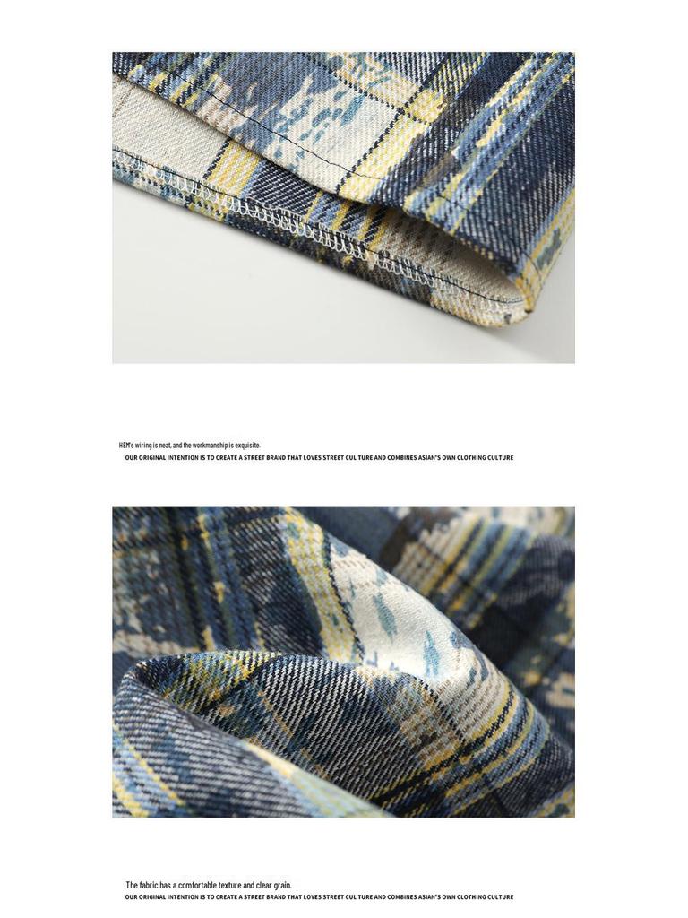 Мужская летняя рубашка с коротким рукавом в стиле тай-дай и color block - Свободный повседневный топ в гонконгском стиле