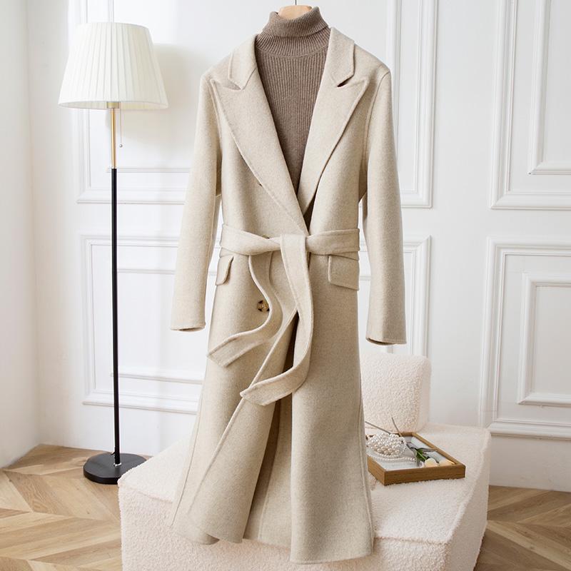 Женское пальто из 100% шерсти TIDENOVEL Осеннее шерстяное длинное пальто Ручной работы Пальто-бушлат Зимняя теплая шерстяная длинная куртка Пальто