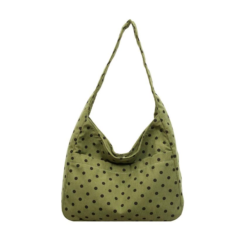 Stylish Polka Dot Nylon Tote Bag Women Lightweight Casual Shoulder With Stitch Detail 20-35L Capacity Fashion
